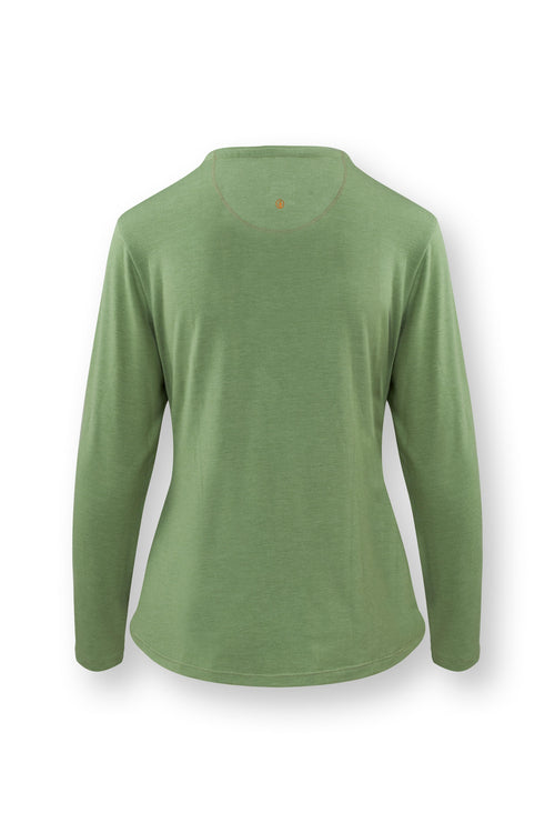 Pip Studio - Tom Pyjama t-shirt - Lange mouw Dames - Melee - Groen - S - vtwonen shop