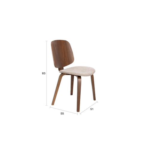 Housecraft Living Walden Eetkamerstoelen Walnoot/Beige - Set van 2