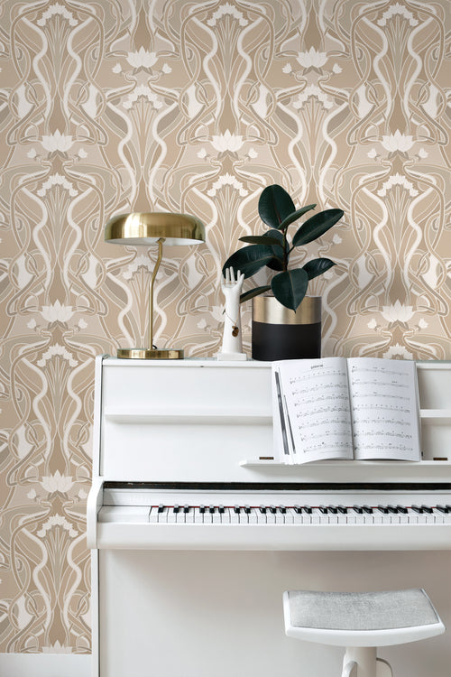 ESTAhome behang vintage bloemen in art nouveau stijl zand beige - 50 x 900 cm - 139896 - vtwonen shop