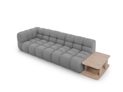 Cosmopolitan Design Rechte modulaire bank Sky 4-zits, flueel, lichtgrijs - 102x297x70cm