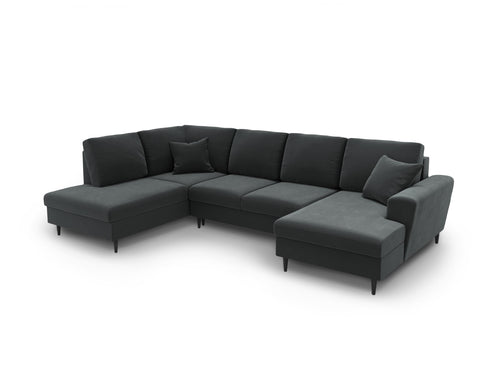 Cosmopolitan Design Links panoramische slaapbank met opbergdoos Kyoto 7-zits, flueel donkergrijs - 194x313x88cm