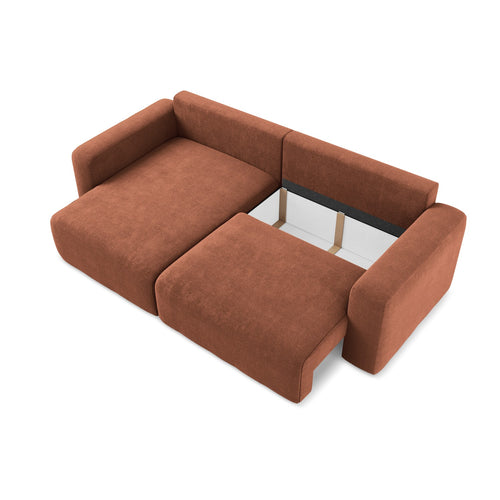 LaMiaSofa hoekbank links Ostia - chenille stof - terracotta - 244x149x79