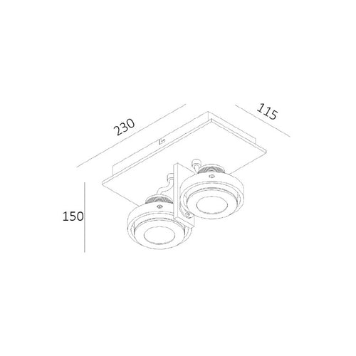 Artdelight Plafondlamp Meist 2L - Aluminium