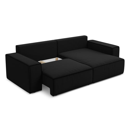 LaMiaSofa hoekbank rechts Livorno - velours - zwart - 257x148x82