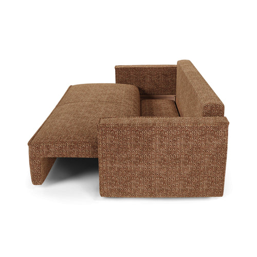 Premium Interiors - Slaapbank met opbergruimte  - stof met tweed-effect karamel 254cm