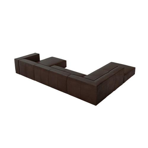 Cosmopolitan Design - Panoramische hoekbank links Turin 6-zits, echt leer donkerbruin - 270x365x68cm