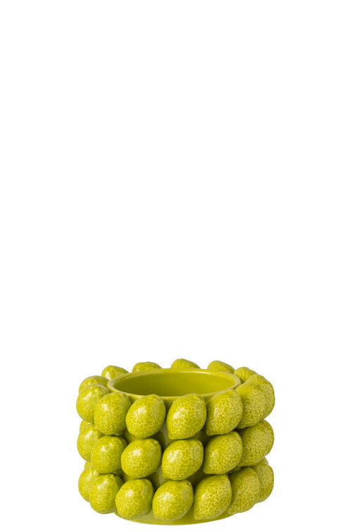 J-Line bloempot Limoen - keramiek - groen - small -  Ø 15.5 cm