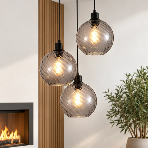 Searchlight hanglamp Radiance - 3 lichts - 46  x 120   cm - zwart