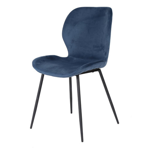 Giga Meubel Eetkamerstoel Velvet - Blauw - Set van 4