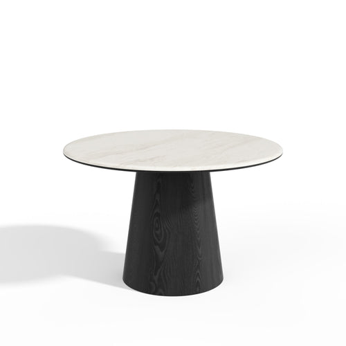 Premium Interiors - Eettafel VERO - multiplex en marmer wit marmer en zwart hout 120cm