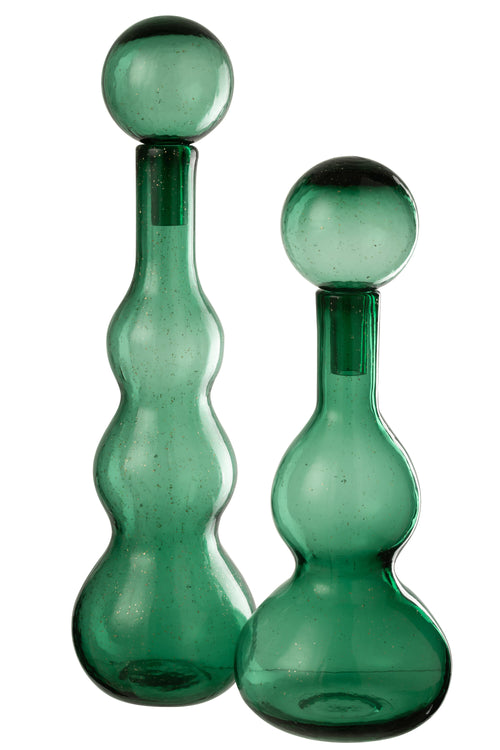 J-Line decoratie Fles + Stop Carol - glas - groen - large