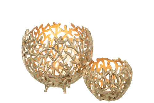 J-Line kaarshouder Blad - aluminium - goud - large - vtwonen shop