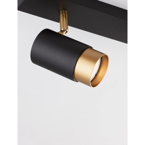 Merano Knoxville 2-lichts dubbele plafondspot Sandy zwart, goud aluminium LED GU10 2x10W