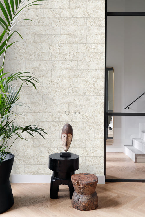 Origin Wallcoverings behang kalkstenen blokken beige - 53 cm x 10,05 m - 347579 - vtwonen shop