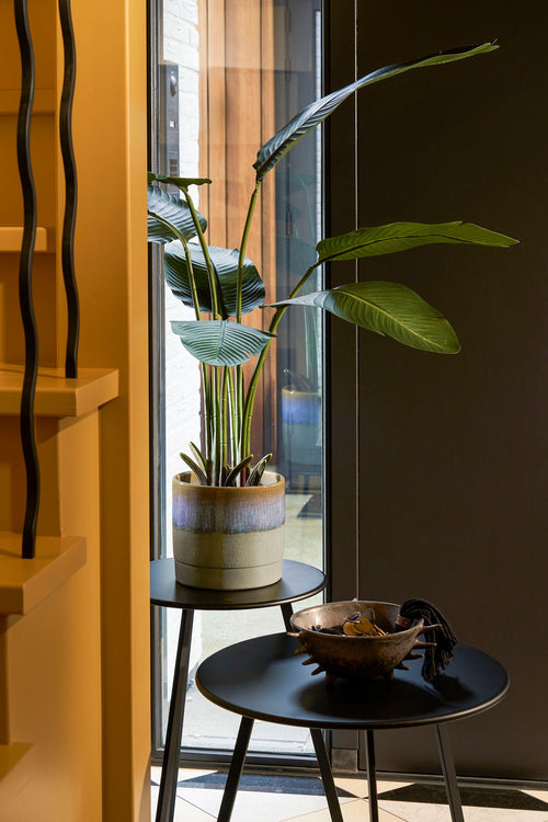 Mica Decorations Olof Bloempot - H20 x Ø22 cm - Terracotta - Donkerblauw - vtwonen shop