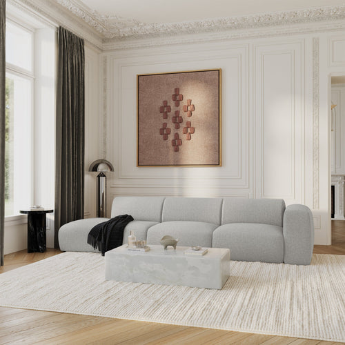 Sia Home - Rechte bank 310 cm MYRA - kruisbinding lichtgrijs 310cm