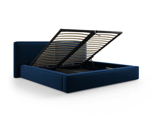 Micadoni Opbergbed met hoofdeinde Jodie 200x200cm, flueel, koningsblauw - 228x251x108cm