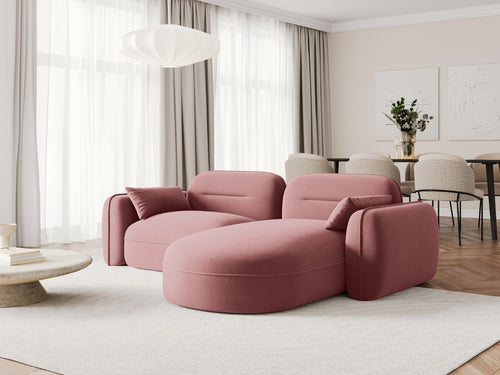 Cosmopolitan Design Modulaire hoekbank rechts Sydney 3-zits, flueel, zalm - 165x230x70cm