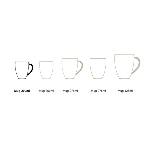 vtwonen - Basic - mokken set van 6 - porselein - wit - 200 ml