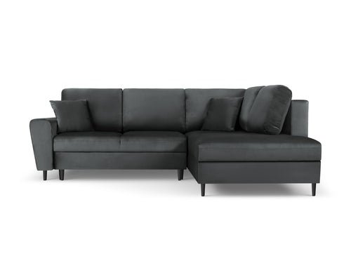 Cosmopolitan Design Converteerbare hoekbank rechts met opbergdoos Kyoto 5-zits, flueel, donkergrijs - 194x243x88cm
