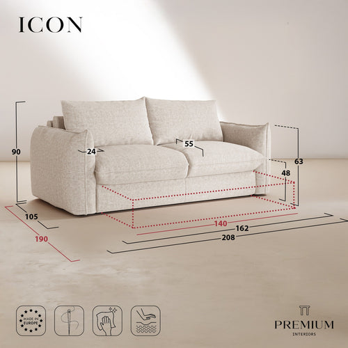 Premium Interiors - Snel uitklapbare slaapbank ICON - bouclette donker antraciet 208cm