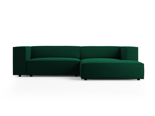 Cosmopolitan Design rechter hoekbank Arendal 3-zits, flueel, flessengroen - 166x224x70cm