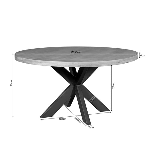Starfurn Eettafel Dakota - Rond Naturel Hout - Ø150x76cm