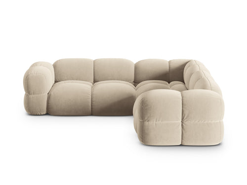 Cosmopolitan Design Hoekbank Loretto 4-zits, flueel lichtbeige - 250x250x68cm