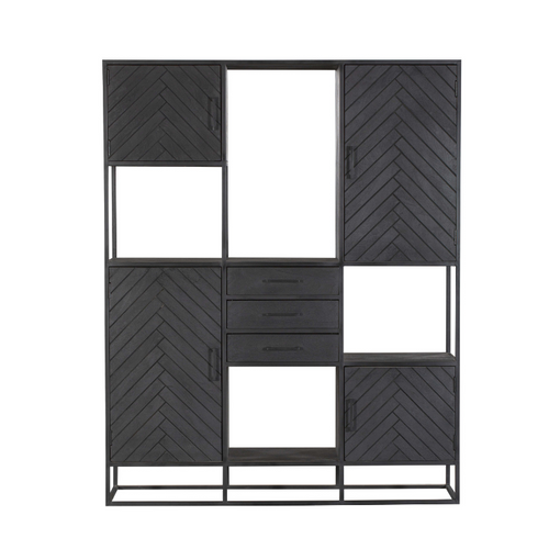 StarFurn Vakkenkast New York Supreme XXL - Zwart Hout - 160x45x200cm - vtwonen shop