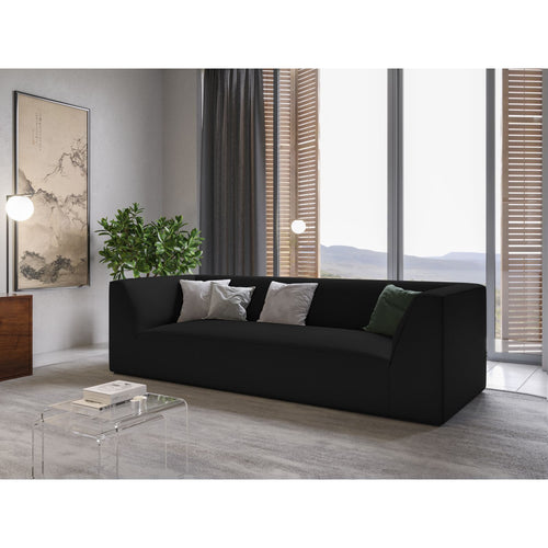 Cosmopolitan Design - Bank Siena 3-zits, structurele stof zwart - 92x232x69cm