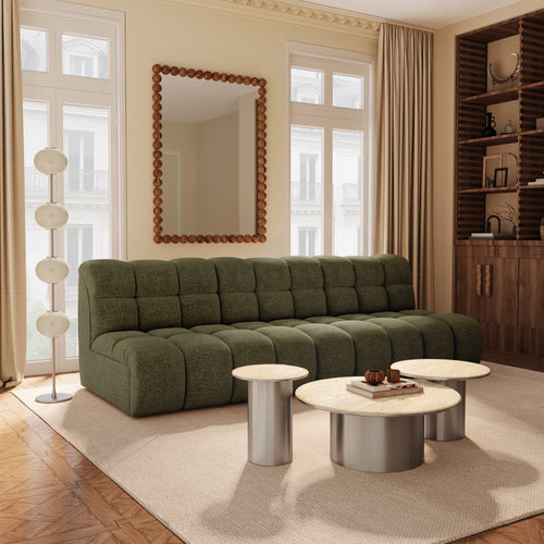 Premium Interiors - Bank SEVEN - bouclé-stof  olijfgroen 243cm
