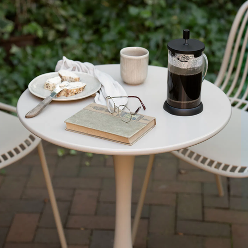 Artichok Amyra metalen tuintafel beige - Ø60 x 72 cm