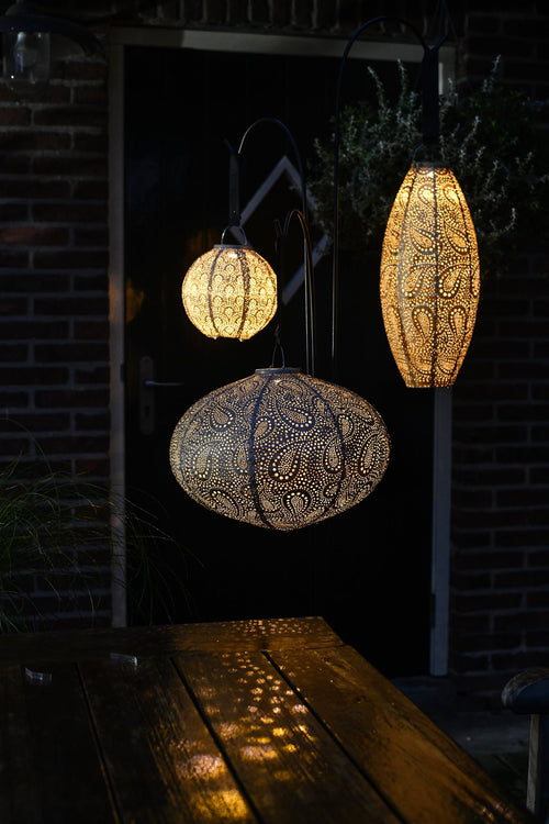 Lumiz solar lampion - paisley oval - 40 cm - taupe