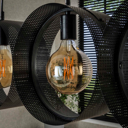 Giga Meubel Hanglamp Ring - Zwart Metaal - 4-Lichts - 120x15x150cm - vtwonen shop