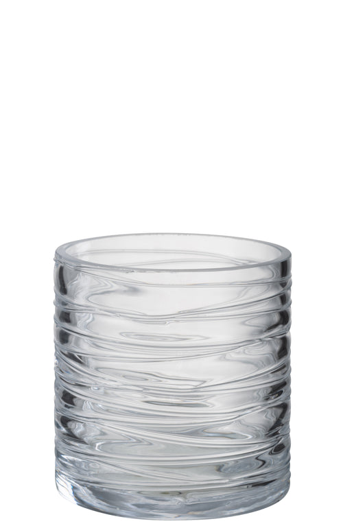 J-Line windlicht Strepen - glas - transparant - small