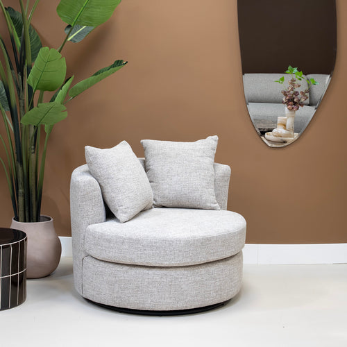 Giga Meubel Draaifauteuil Thony - Beige Chenille Stof - 93x88x84cm