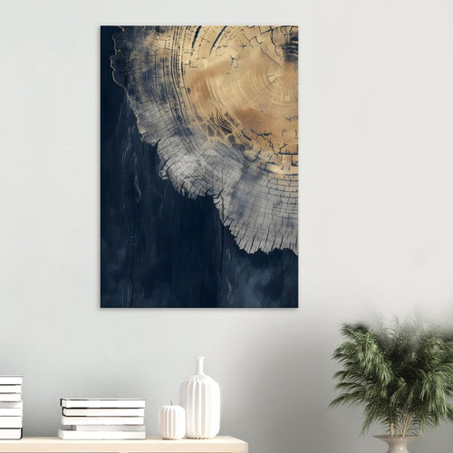 Artfulprints Canvas Abstract wood rings canvas - 75x100 cm - Blauw