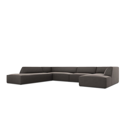 Cosmopolitan Design - Panoramische hoekbank Siena 7-zits, flueel donkergrijs - 273x366x69cm