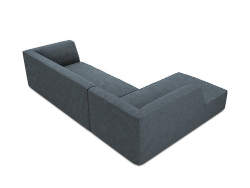 Micadoni linker hoekbank Ruby 4-zits, ribfluwelen, blauw - 180x273x69cm