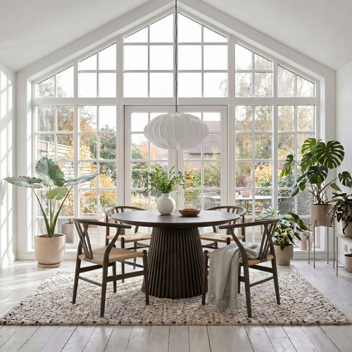 Furnhouse uitschuifbare eettafel Svendborg - Gerookt eikenhout - Ø 140/240x140 cm