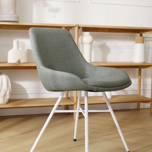 Nolon Noa-Isa Eetkamerstoel Saliegroen - Stof - Wit Onderstel - vtwonen shop