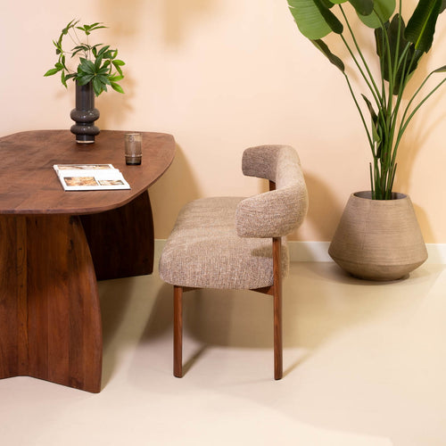 DÉJA Living Eetkamerbank Alamo - Taupe/Walnoot - 200cm