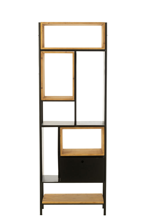 J-Line kast Tina - hout/ijzer - zwart/naturel - small
