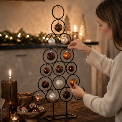Mica Decorations Decoratie Boom voor Kerstballen - Kerstboom voor 16 Kerst Ornamenten - Sierboom Ijzer - Kerstdecoratie voor Binnen - L53 x B15 x