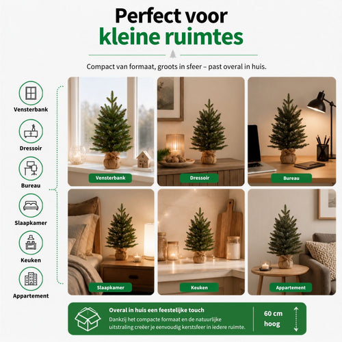 Black Box Trees Kunstkerstboom Sitka H60 x D43 cm - Kunstboom in Jute Zak - Kerstboom voor Binnen met 154 Takken - Kerstversiering voor Kleine Ruimtes