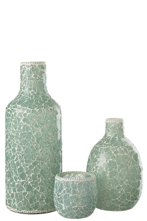 J-Line vaas Mozaiek - glas - groen/wit - large - 43 cm hoog - vtwonen shop