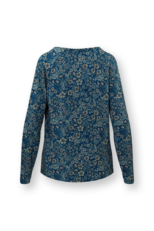 Pip Studio - Tina Pyjama t-shirt - Lange mouw Dames - Daisy Dreams - Blauw - L - vtwonen shop
