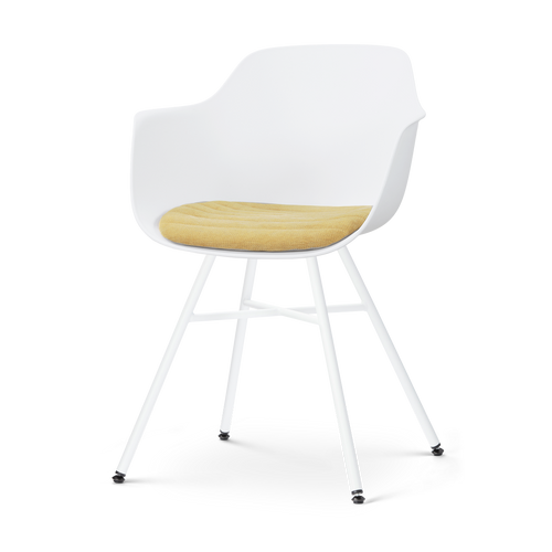 Nolon Noa-Liz eetkamerstoel wit met warm oker zitkussen - wit onderstel