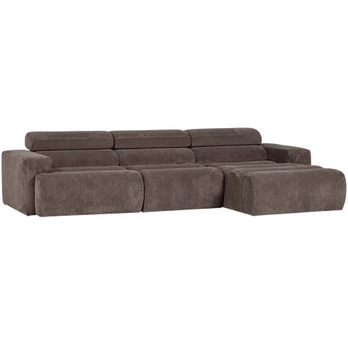 WOOOD chaise longue bank rechts Novi - Ribstof - Grijsbruin - vtwonen shop