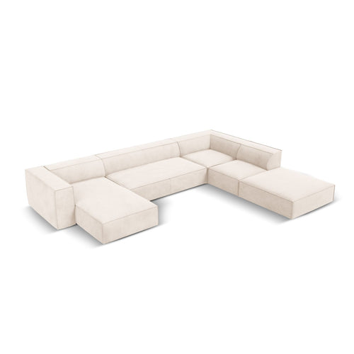 Cosmopolitan Design - Panoramische hoekbank rechts Turin 6-zits, structurele stof lichtbeige - 270x365x68cm